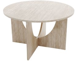 CALICOSY - Ronde salontafel Ø70 cm in travertijndecor MARTA