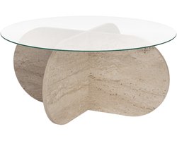 CALICOSY - Salontafel met gekruiste poten en blad van gehard glas Ø75 cm - AERIS