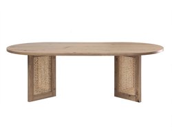 CALICOSY - Salontafel met ovaal blad en poten van echt rotan L120 cm - TALIA
