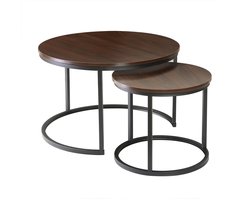 CALICOSY - Set van 2 geneste ronde salontafels 70x70x46cm 45x45x41cm