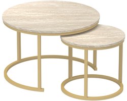 CALICOSY - Set van 2 geneste ronde salontafels 70x70x46cm 45x45x41cm