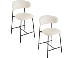 CALICOSY - Set van 2 krukken van gemêleerde stof met metalen poten - DRACO