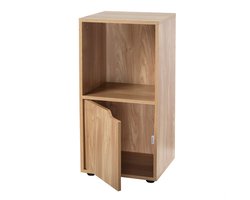 CALICOSY - Set van 2 nachtkastjes met 2 houten vakken en 1 deurtje 31cmx29x62cm