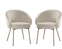 CALICOSY - Stoelen set van 2, bekleed met stof en met beige metalen poten H81 cm - PIA