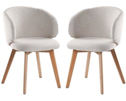 CALICOSY - Stoelen set van 2, stof en massief houten poten H79 cm - SOLÈNE