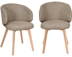CALICOSY - Stoelen set van 2, stof en massief houten poten H79 cm - SOLÈNE