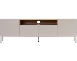 CALICOSY - TV-meubel, 4 deuren, 1 nis, kasjmier- en houtdecor, L 160 cm - OLIVER