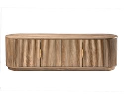 CALICOSY - TV-meubel 4 deuren in eikenlook en fronten met afgeronde latten B160 cm - ACHILLE