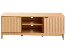 CALICOSY - Tv-meubel met 2 open vakken en 2 deuren met geribbelde fronten L140 cm - BOLOGNE