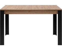 CALICOSY - Uitschuifbare eettafel van 100 tot 150 cm, decor artisan eik en zwart – TOLOSA