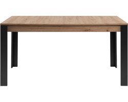 CALICOSY - Uitschuifbare eettafel van 150 tot 200 cm, decor artisan eik en zwart – TOLOSA