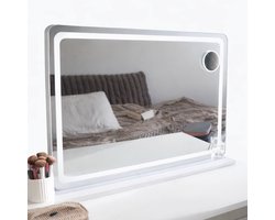 CALINAIR Hollywood Spiegel 80x60CM - USB + USB-C Oplaadpoort - 10x Vergroting - 3 lichtstanden - Dimbaar - Smart Touch - hollywood spiegel met verlichting - Spiegel met verlichting - Make Up Spiegel - Vanity