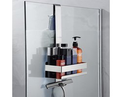 CALIYO Doucheplank - RVS 304 Hangende Doucherek - Doucheplank voor het ophangen - Doucheplank Shampoo Beugel met Haak voor Frameloze glazen deur