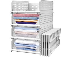 CALIYO Kast Organizer - Kleding Opberger - 4 verdieping stapelbare opvouwbare opbergdozen voor kledingkast organizer - 33.3 x 42.5 x 56.8 cm