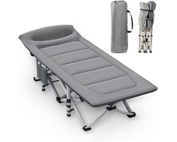 CALIYO Veldbed voor Vissen - Campingbed – Opvouwbaar Logeerbed met Kussen – 200x80 cm - tot 200 kg – Bedchair voor Karpervissen, Kamperen & Logeren