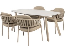 Calma Manolo dining tuinset 180x95xH75 cm 5 delig latte keramiek Taste 4SO