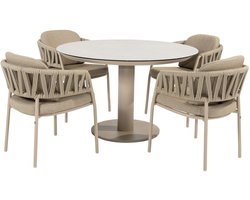 Calma Sarah dining tuinset 120xH75 cm rond 5 delig keramiek latte Taste 4SO