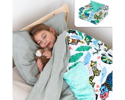Calmzy Happy Jungle Verzwaringsdeken Hoes Kinderen - Duvet Cover Kids 100x150 cm - Fleece Deken Kinderen en Baby - Kleurrijk met Dieren