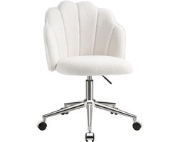 Calviero® Make up stoel - Comfortabele bureaustoel - Met Wielen - Teddy Stof - Wit