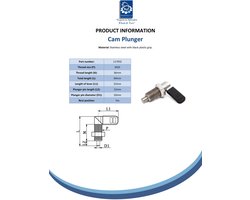 Cam-plunjer M20x1,5 Roestvrij staal 10 mm pen met dop