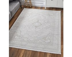 CAMBRAI - Creme - 120x180cm, Laagpolig vloerkleed met franjes