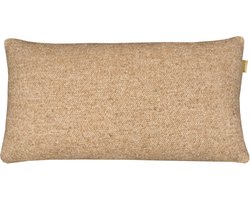 Camel beige double faced recycled wool rectangle cushion