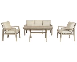 Cameron Loungeset - Tuinset - 4 Delig - 5 Zitplaatsen - Aluminium frame - Beige
