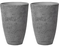 CAMIA - Bloempot set van 2 L - Grijs - Stenenmix
