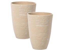 CAMIA - Bloempot set van 2 - Zandbeige - 35 cm - Stenenmix