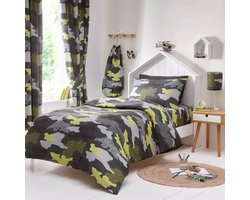 Camouflage - dekbedovertrek - Lits-Jumeaux met 2 kussenslopen - Camo Legerprint - Dekbed - Groen - geschikt voor 240 x 200/220 cm.