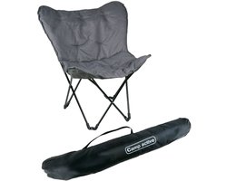 Camp active Vlinderstoel Opvouwbaar - Butterfly Chair Inclusief Draagtas - Campingstoel met Comfortabele Zitting - Lichtgewicht Klapstoel - 70 x 60 x 90 cm - Grijs
