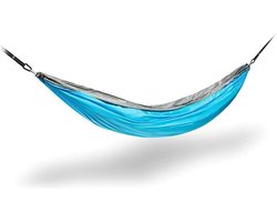 Camp Hammock Hampian Hampo voor 1 persoon - Grote hangmat compact - eenvoudige installatie - Max. 200 kg - Turquoise blauwe en grijze kleur