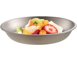 Camping Bord - Metalen Schaal - Outdoor Diner - Zuiver Titanium - 600 Milliliter - Zilver