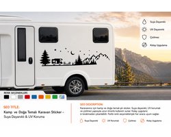Camping Bos Landschap Berg Sticker - Decoratie voor Camper & Caravan - 139x29,5 cm