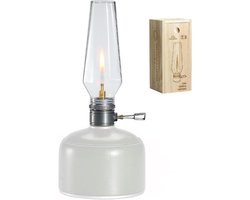 Camping gaslantaarn met houten opbergkoffer voor buiten