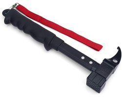 Camping Hammer, Outdoor Camping Hammer, Multi-Purpose Cast Steel Hammer, High Strength Head Rubber Handle with Puller, Nail Puller, Combs, Hammer Head with Attachment Strap