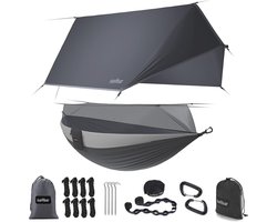 Camping Hangmat met Regenvlieg en Net - Dubbele Hangmat voor Buiten - Heavy Duty en Comfortabel