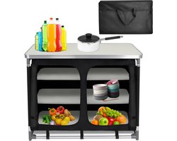 Camping Keuken - Opvouwbaar Kastje - Buiten Koken - Aluminium Frame - 100x50x80 cm - Zwart