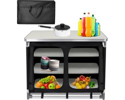 Camping Keuken - Opvouwbaar Meubel - Buiten Koken - Stevig Aluminium Frame - 100x50x80 cm - Zwart