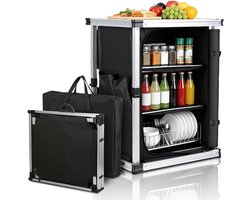 Camping Keuken - Opvouwbare Kast - Outdoor Koken - Aluminium Frame - 80 x 61 x 51 cm - Zwart