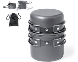 Camping pannenset met bestek - Kookset - Kamperen - Koken - Lichtgewicht - Aluminium - RVS