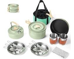 Camping Pannenset met Kettle en Bestek voor Buiten koken
