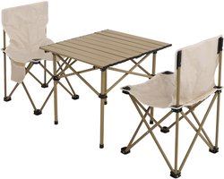 Camping set MCW-N50, tafel 2x stoel opvouwbaar hengelaar, metaal ~ wit
