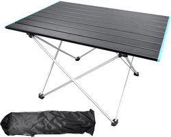 Camping tafel, 68 x 46 cm outdoor draagbare opvouwbare aluminium picknicktafels, vierkante multifunctionele metalen ultralichte reistafel, mini kleine lage tafel voor vissen, tuin, strand, camping (zwart)