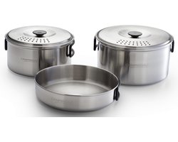 Campingaz Camping Kit – 5-delige camping pannenset – RVS – siliconen handgrepen