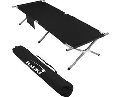 Campingbed Opvouwbaar campingbed 210x83x46 cm Zwart met draagtas tot 150 kg Hauki