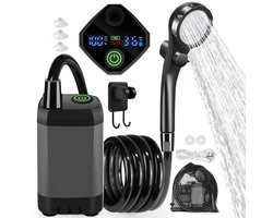 Campingdoucheset, draagbare douche, oplaadbare elektrische douchepomp, waterdicht, met smartdisplay en douchekop met 4 standen voor buiten, kamperen en wandelen