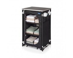 Campingkast – Aluminium Frame – 3 Lagen – Verstelbare Poten – Zijvakken – Inclusief Draagtas – Zwart- Tristar CU-0809