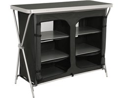 Campingkast Opvouwbaar - Kampeerkeuken Kast - Buiten Koken - Met Muggennet - 110 x 47 x 90 cm - Zwart Zilver