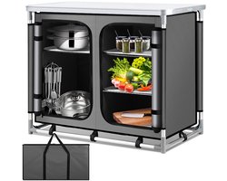 Campingkeuken met 5 opbergvakken en opbergtas – 97 x 50 x 78 cm voor koken op de camping